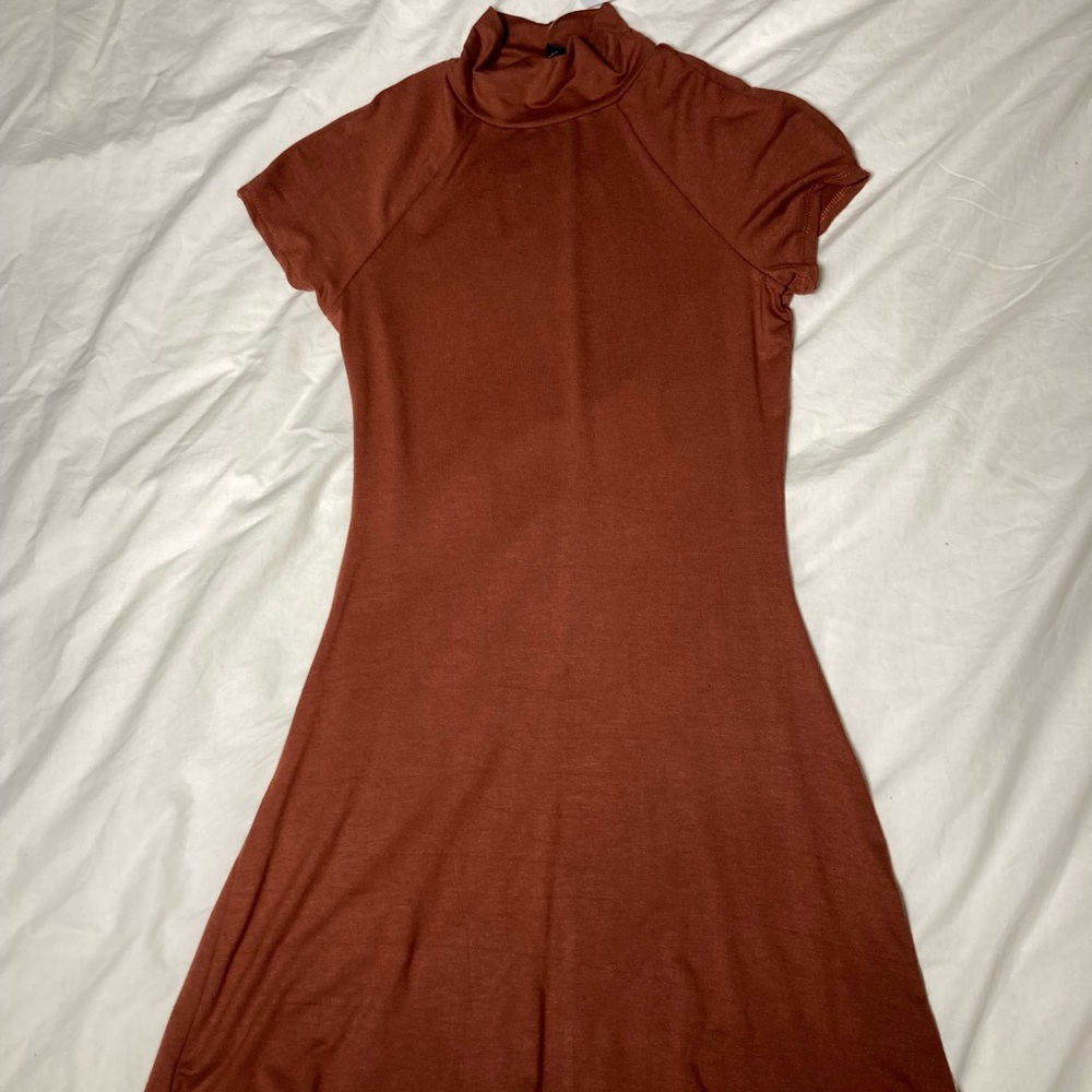 Rust High-Neck Women's Dress